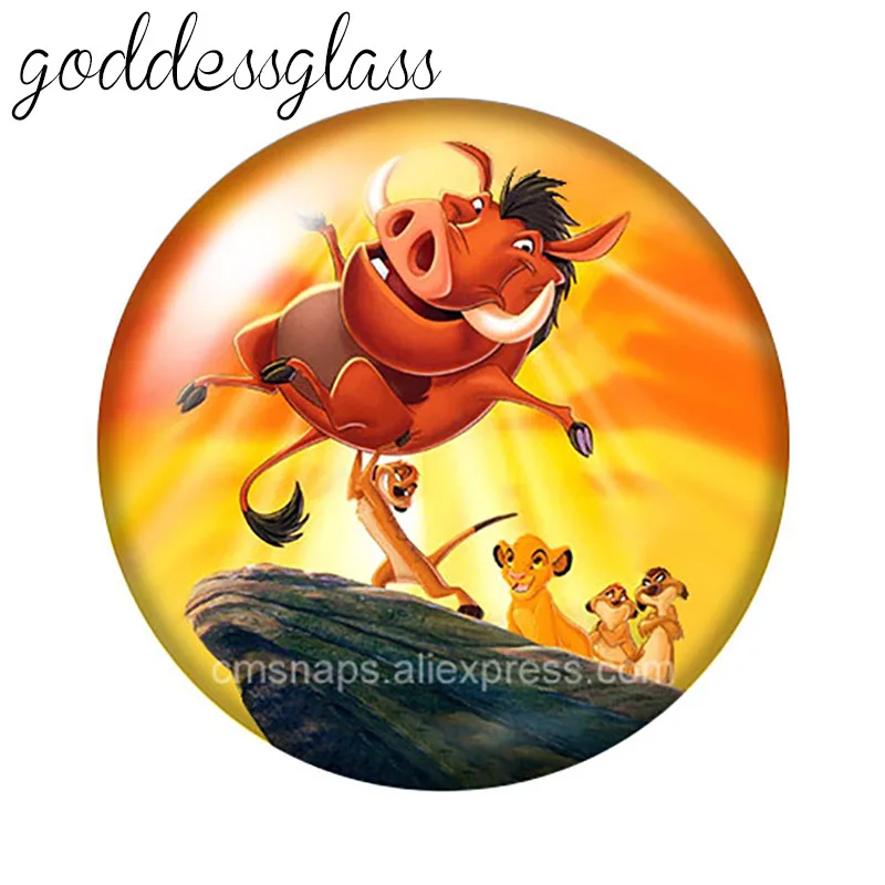 Disney The Lion King Simba Timon&Pumbaa 10pcs 12mm/18mm/20mm/25mm Round photo glass cabochon flat back Necklace Making findings