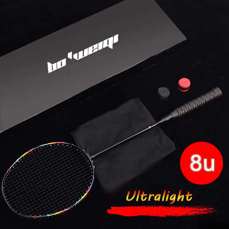 8U Professional 100% Carbon Badminton Racket 24-30lbs G5 Ultralight Offensive Racket Badminton Racquet Padel Training Sports