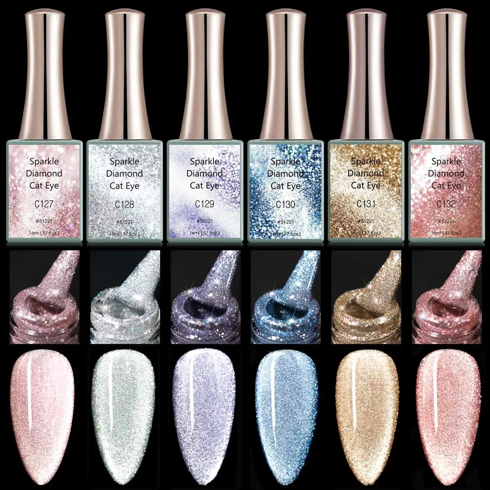 CANNI 16ml Gel Nail Polish Super Sparkly Diamond Cat Eye Gel Moonlight Rainbow Scattered No Wipe Top Coat Nail Manicure Nail Gel