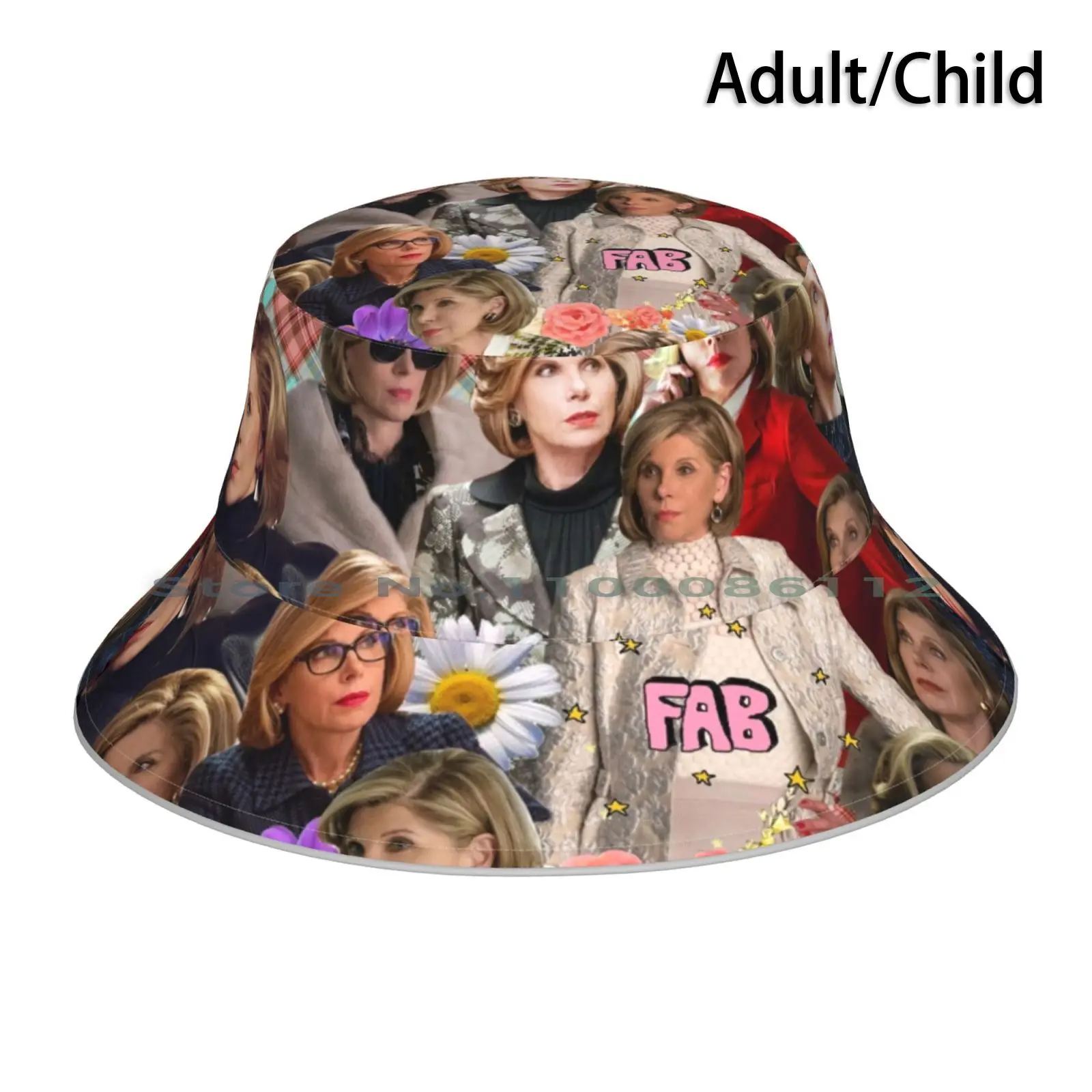 Diane Lockhart-Collage Bucket Hat Sun Cap Christine Baranski The Good Wife The Good Fight Diane Lockhart Series Tv Shows Quotes