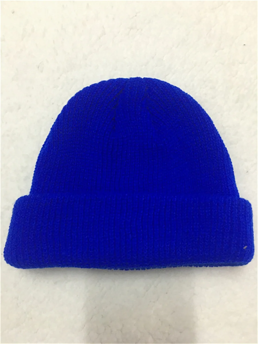 New Fashion Men\'s Beanie Winter Knit Hat Boy Skullcap Sailor Cap Cuffs Retro Navy Short Hat Solid Color Unisex Autumn Warm Cap