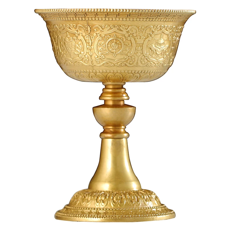 

Brass Gilt Lotus Flower Eight Auspicious Butter Seven-Star Changming Household Buddha for Lamp Holder Trumpet