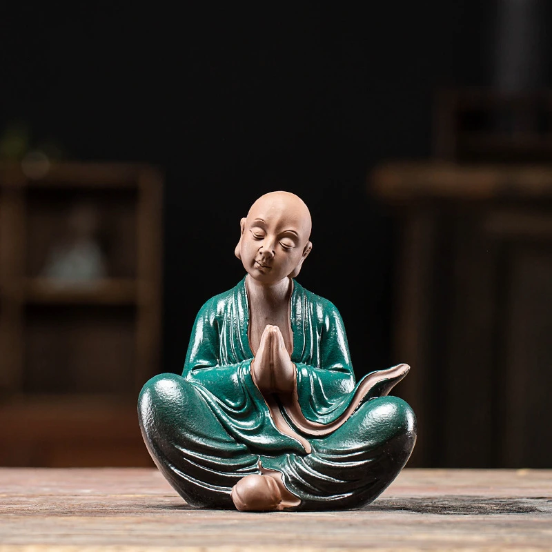 Little monk  decoration creative purple sand  tea table decoration tea ceremony tray decoration buddha home decor