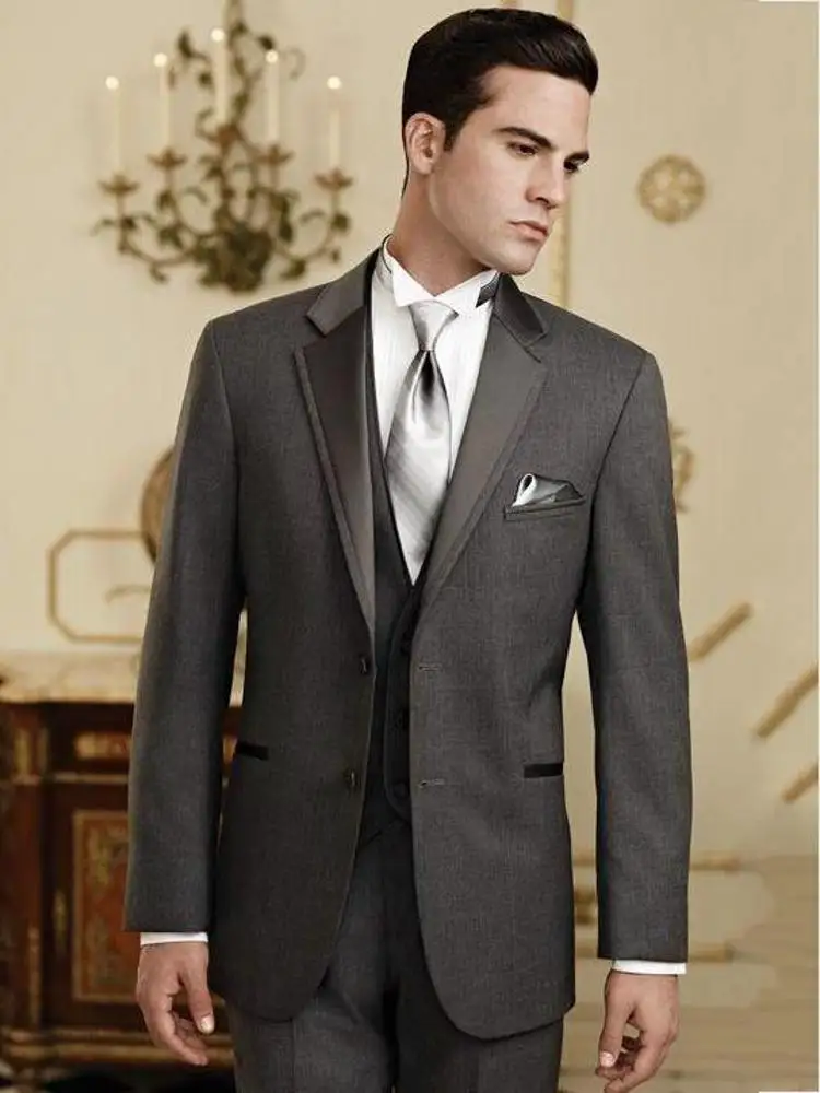 

Handsome Charcoal Black Groom Tuxedos Slim Fits Men's Evening Dress Toast Suit Work Business Suit (Jacket+Pants+Vest+Tie) K:1301