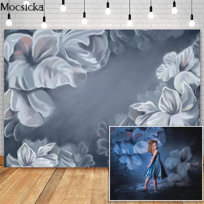 Mocsicka-Fleurs de Bergame abstraites pour la photographie, arrière-plan de portrait de nouveau-né, décors d'art floral, fond de photocall, studio photo, bébé, enfants