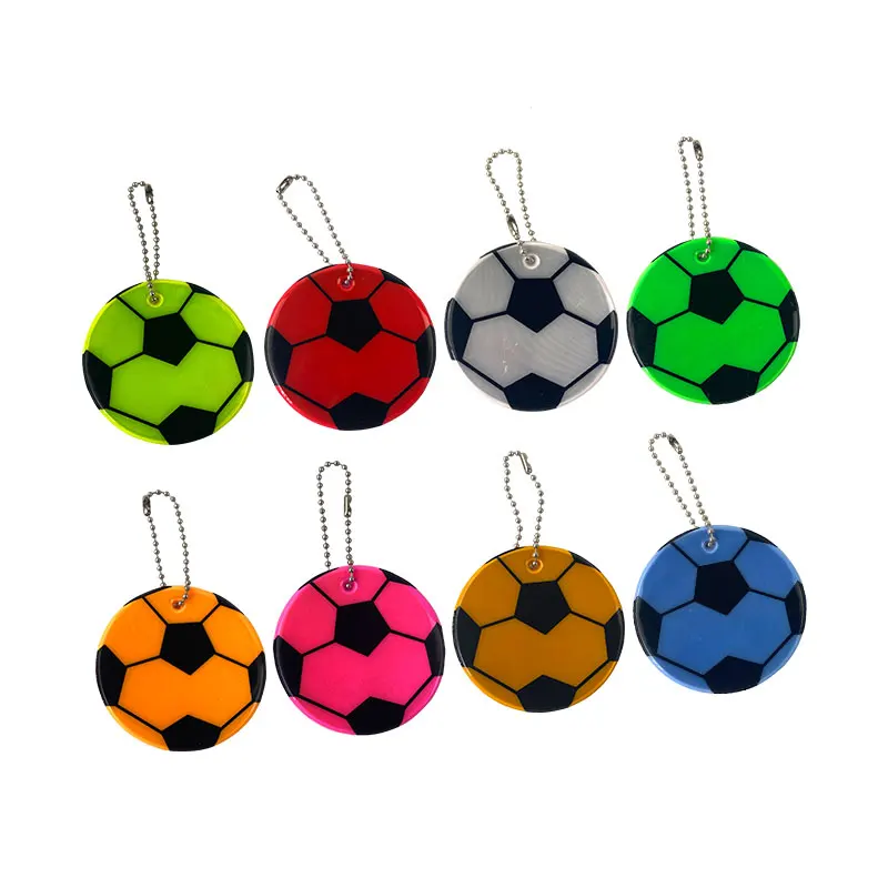 6CM Football Pattern Reflective Keychain Safety Reflector Bag Keyrings Accessories for Backpack Jackets Stroller Wheelchairs