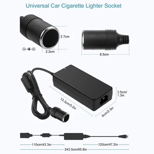 Imagen 2 del producto Adaptador de corriente para coche, convertidor de CA a CC de 110V/ 240V a 12V, 15A, 160w, adaptador de fuente de alimentación, enchufe de encendedor de cigarrillos, transformador de CA/CC