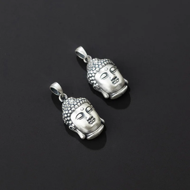 999 Pure Silver Buddha Necklace Dangle Charms 3D Craftwork Buddhism Decorations Silver Pendants Women Men  DIY Jewelry Findings