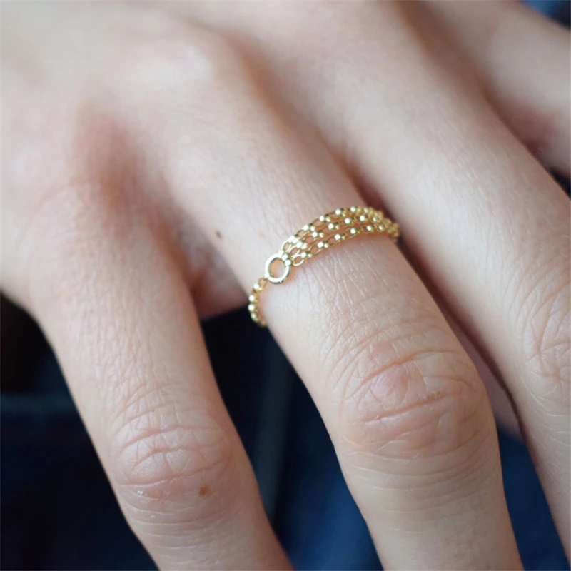 Minimalism Chain Rings 14K Gold Filled Knuckle Ring Gold Jewelry Anillos Mujer Bague Femme Boho Aneis Ring For Women