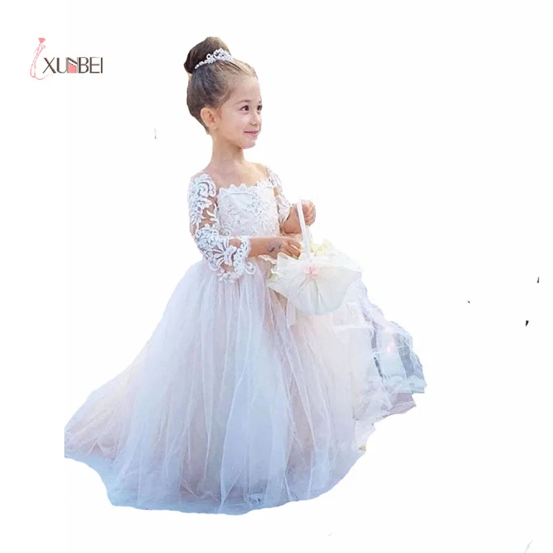 

Xunbei vestido de fiesta Girl Dress Lace Tulle Bows Children's First Christmas Eve Dress Princess Ball Gown Wedding Party Dress