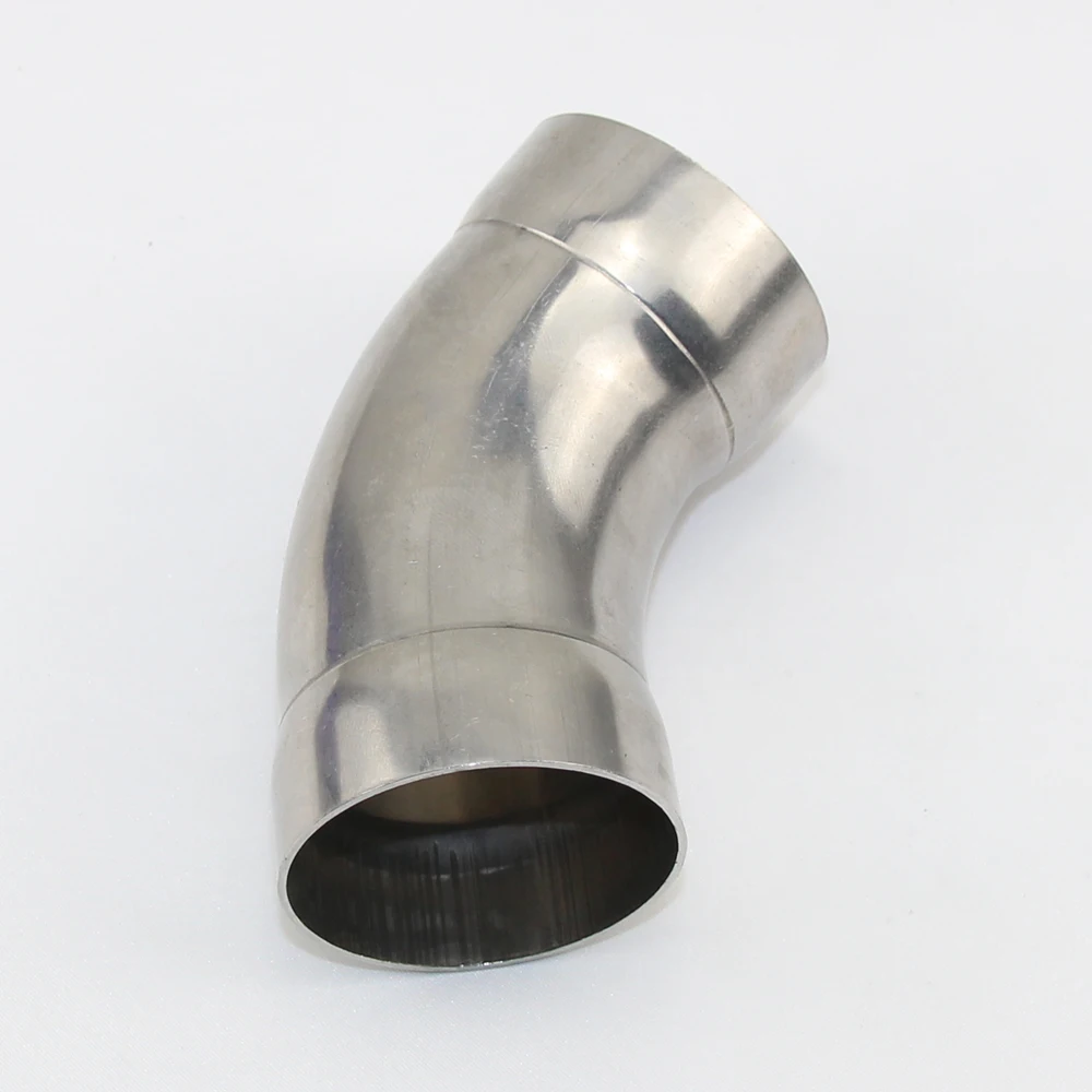 304 Stainless Steel Exhaust Pipe Silenciador, 45 Graus Diâmetro Interno, 51mm, 63mm, Cotovelo Soldado, Alta Pressão, Resistência à Corrosão