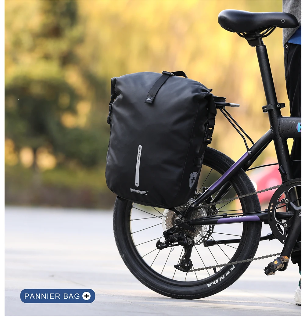 Rhinowalk Waterproof Bike Pannier Backpack 20L Trunk Bag Travel Cycling Bag Basket MTB Road Bicycle Rear Rack Tail Bag Accessory