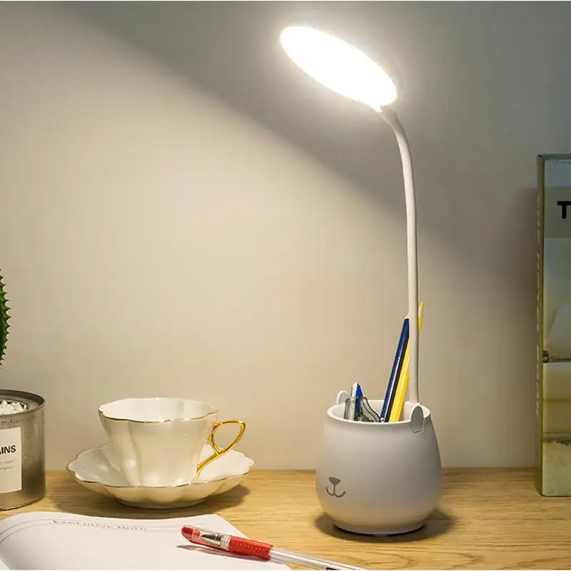 

Multifunction Table Lamp LED Desk Reading Lamp Pen Holder Eye-Protect Desk Lamp Dimmable Touch USB Rechargeable LED Night Light