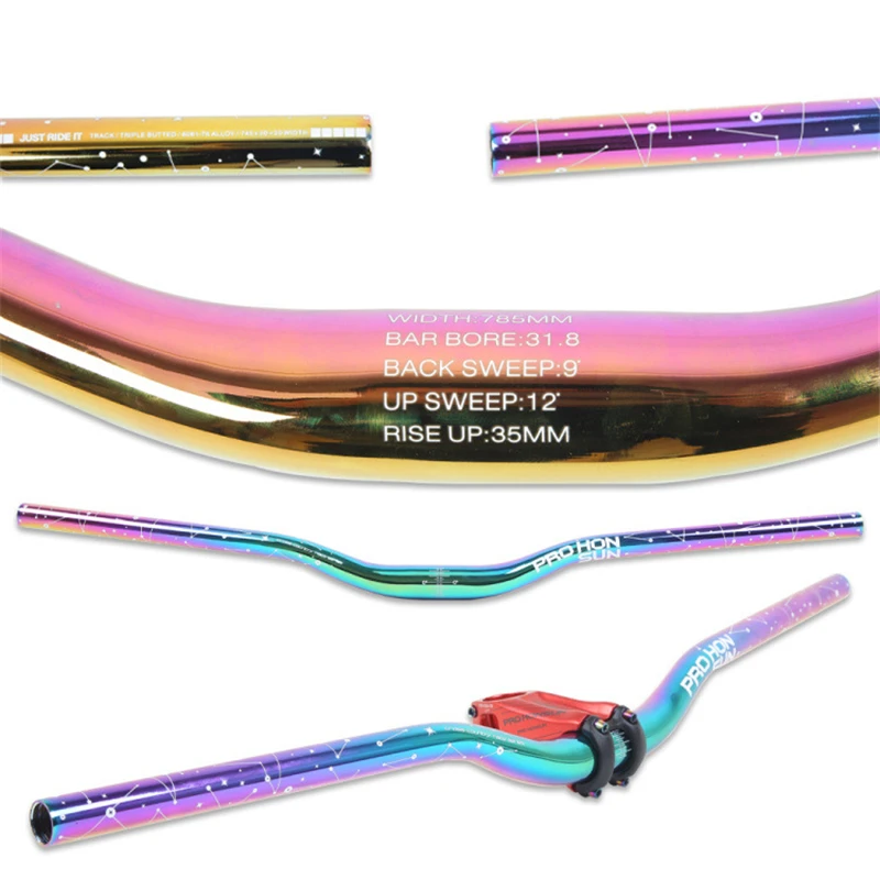 Rainbow Bicycle Rise Handlebar 31.8*745mm XM MTB DH Racing Mountain Bike Handlebar Riser bar 9 degree Backsweep Rise 35mm