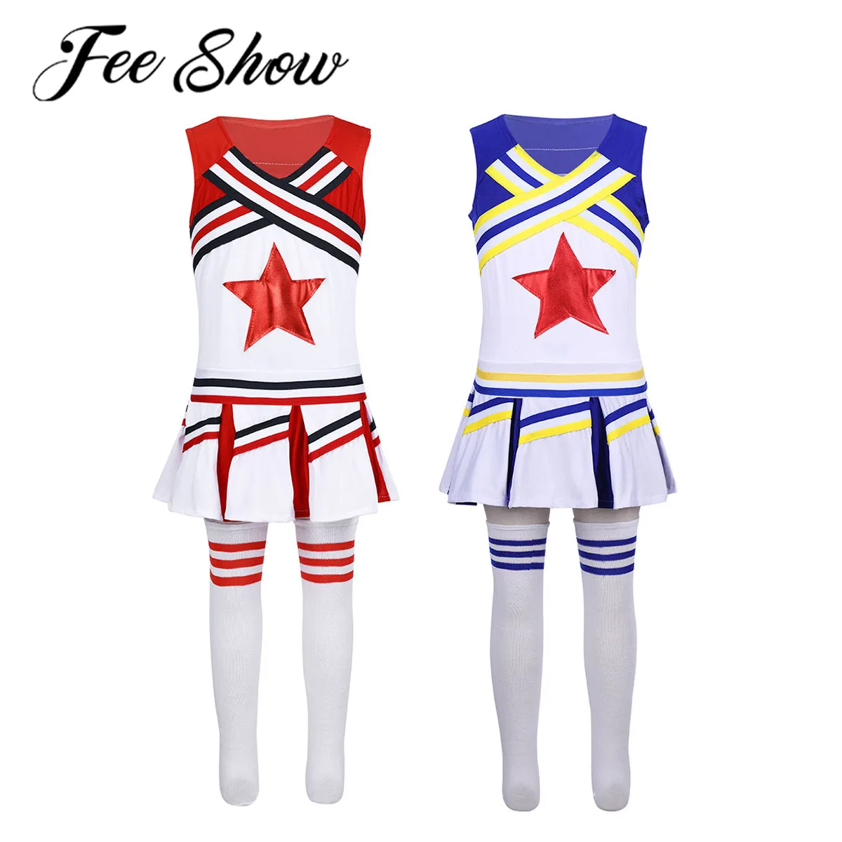 Kids Girls Cheerleading Costume Children Competition Cheerleaders School Team Uniform Class Suit For Child Girl Dancing Costumes