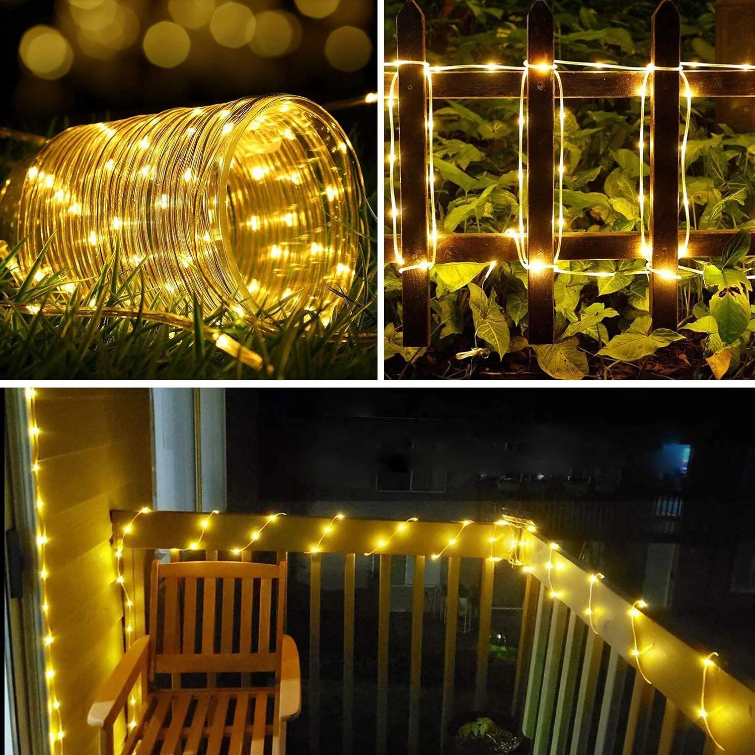 Christmas New Year Garland Street Garland Winter Solar Led Tube Rope String Light Outdoor 7/12/22M