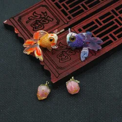 Acrylic 1Pc 15x10mm Pink Strawberry Mix Color 15x28x25mm Goldfish Resin Charms Pendant DIY Jewelry Earring Accessories