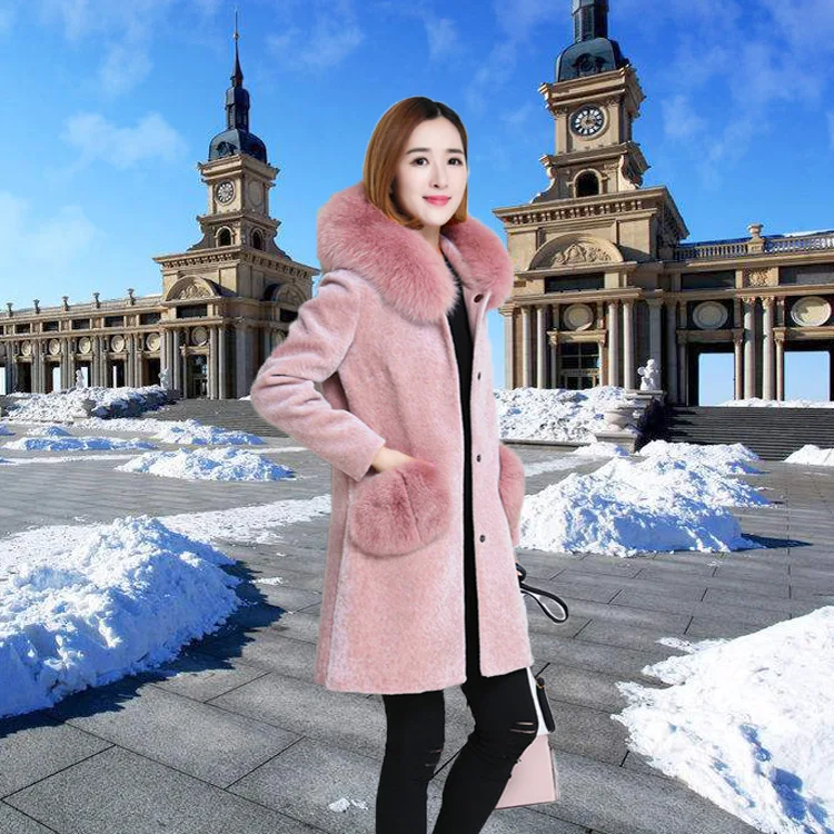 Winter Faux Fur Coat Women Long Pink Fluffy Jacket Fake Fur Coats Warm Overcoat Fall 2020 Chamarras De Mujer KJ889