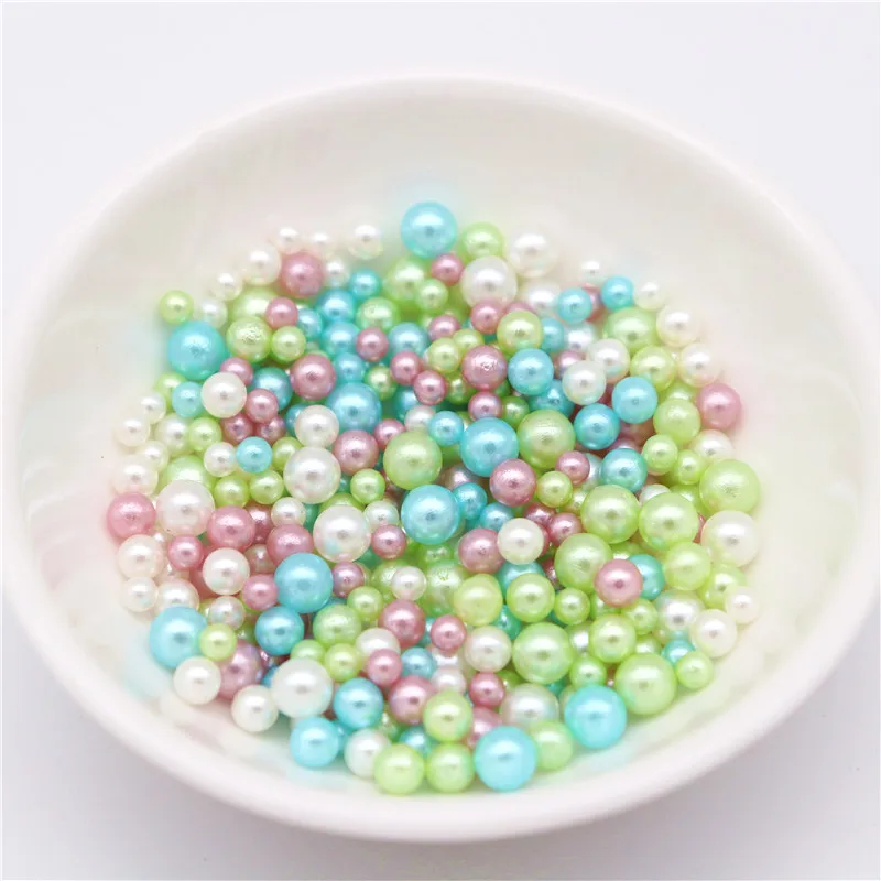 3/4/5mm UV Resin Imitation Pearl Beads Mix Rainbow Color Round  No Hole Loose Beads DIY Jewelry Necklace Making Craft