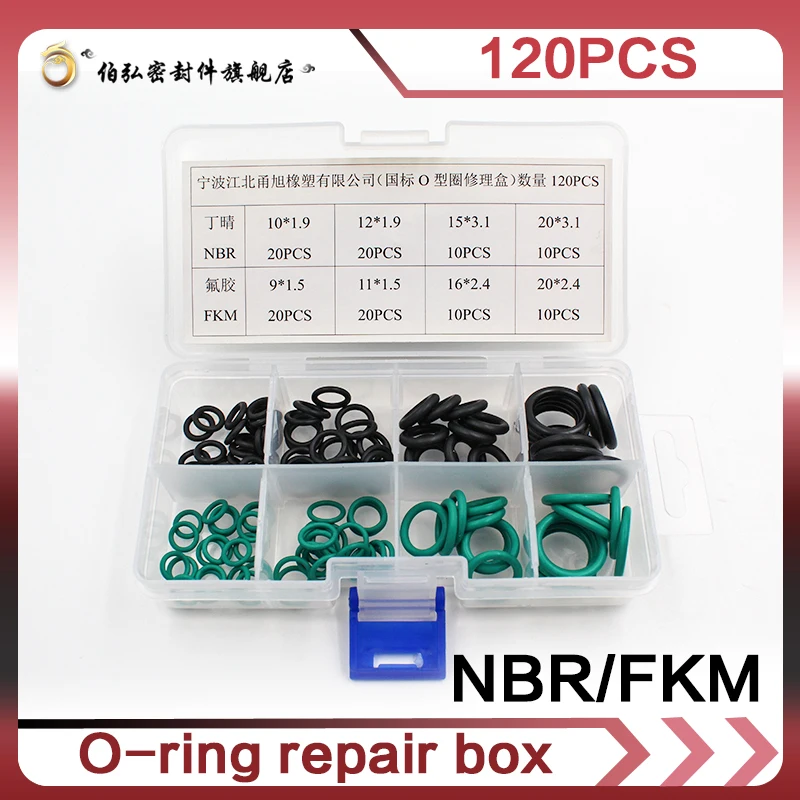 

8Sizes Mini Black Green O Rings120PCS NBR FKM O Rings Rubber Washer Sealing O-rings Assortment O-ring Set Kit Flexible Gasket Ri