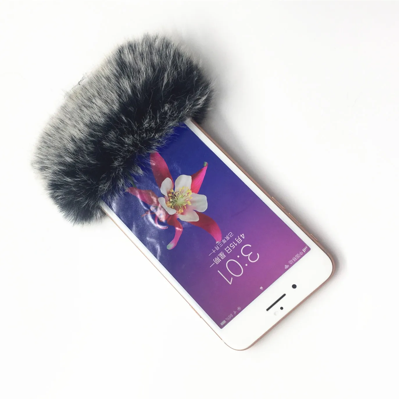 Outdoor-Kunstfell-Windschutz für Telefonmikrofon Aufnahme-Mikrofonabdeckung Windschutz für iPhone 7 8 X XE 11 12 für Xiaomi für Huawei – Detail 1
