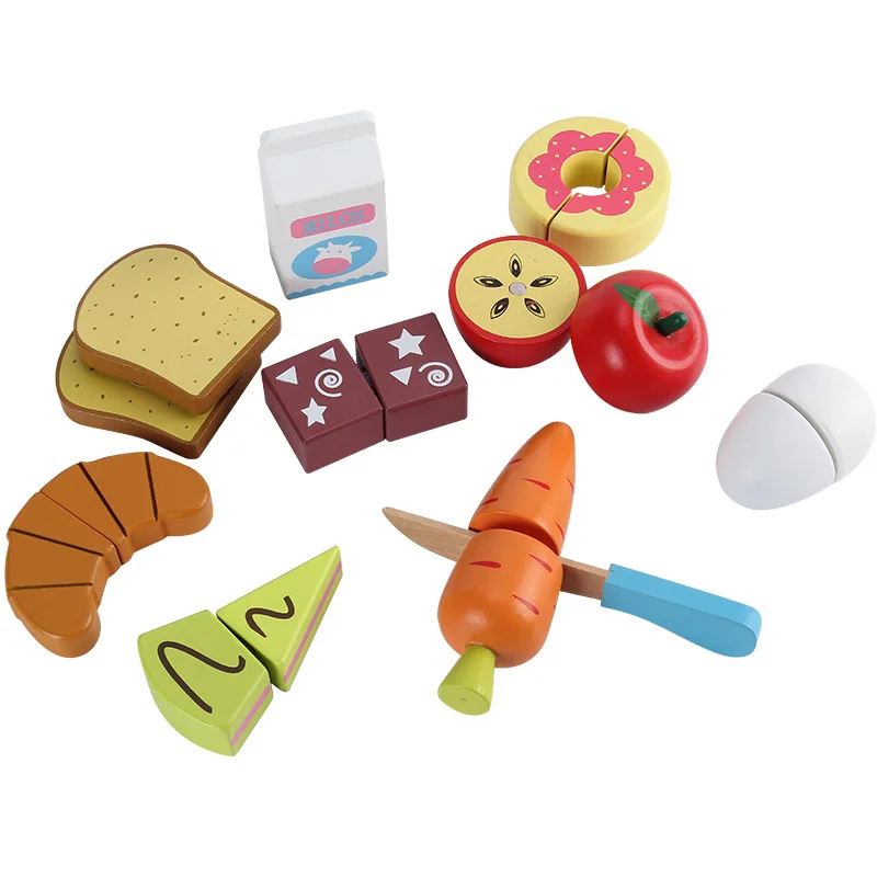 NUOVO Del Bambino Giocattoli Educativi Set di Taglio Frutta/Verdura/Dessert Giocattoli di Legno Gioco Cibo Cucina Per Bambini della Casa del Gioco Di Compleanno regalo