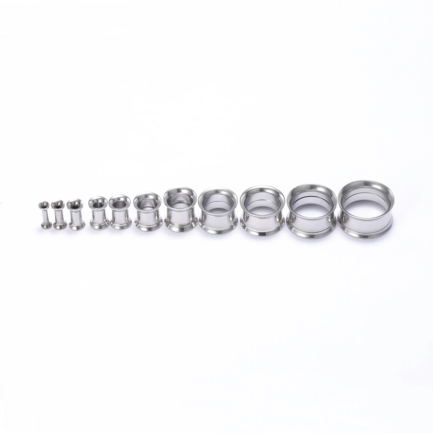 ZS 1Pair 2-18mm Ear Tunnels Taper Stretching Kits 316L Stainless Steel Ear Expander Gauges Double Flared Ear Plugs Body Piercing