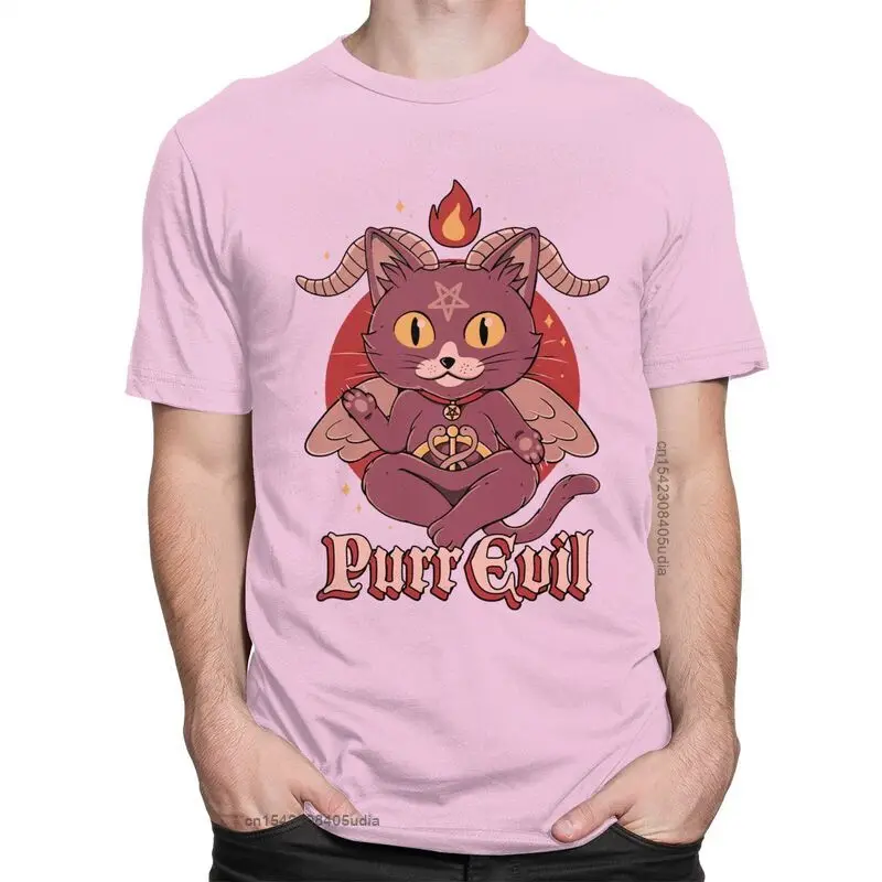 Funny Baphomet Purr Evil Men T Shirt Cotton Tees Kawaii Lucifer Occult Goat Tshirt New Arrivals Novelty Graphic T-Shirt Camisa