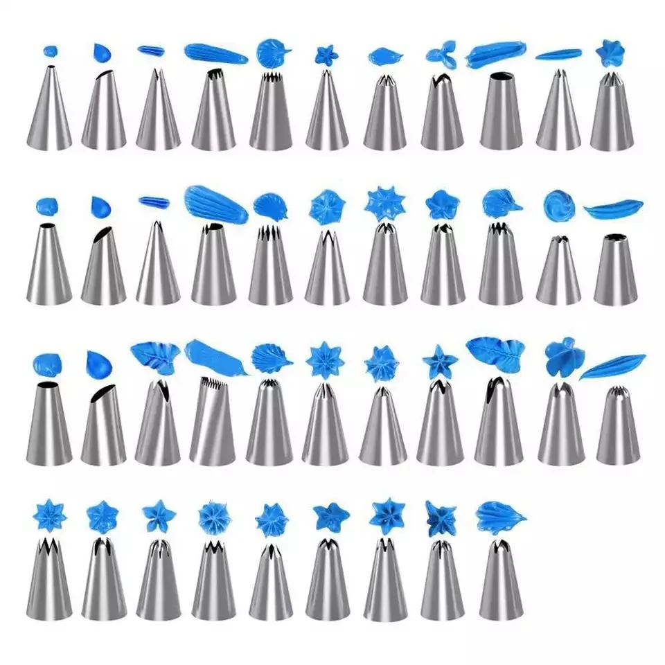 66Pcs/Set Cake Decorating Tools Piping Nozzle Tips Bags Reusable TPU Pastry Bags Stainless Steel Icing Tips Baking Supplies