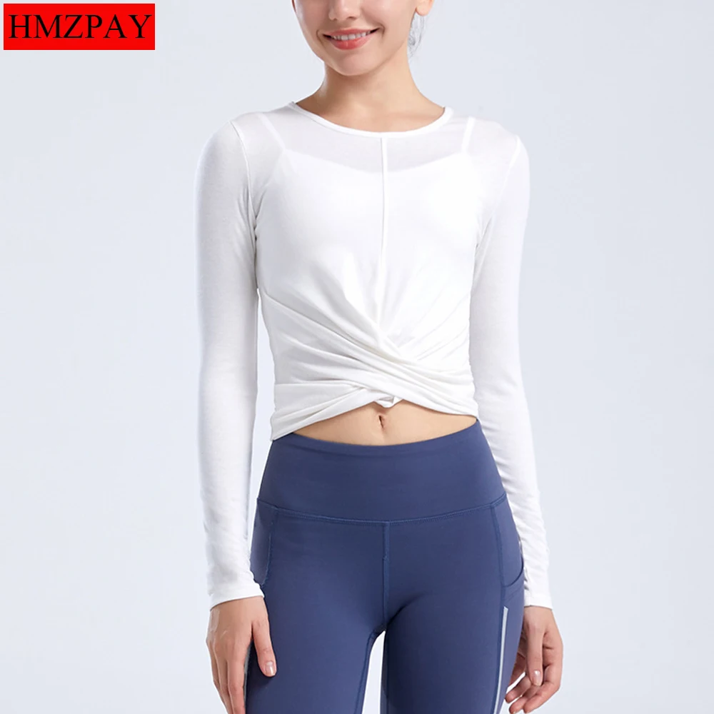 

Summer Women Sport Tops Sexy Navel Yoga Shirt Long Sleeve Running Fitness T-shirts Gym Tops Clothes Breathable Tight Tee Blouse