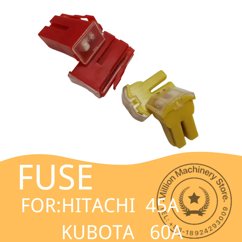 Excavator Fuse For HITACHI 45A KUBOTA 60A Standard Blade Fuse 30A Square Interpolated Insurance Chip