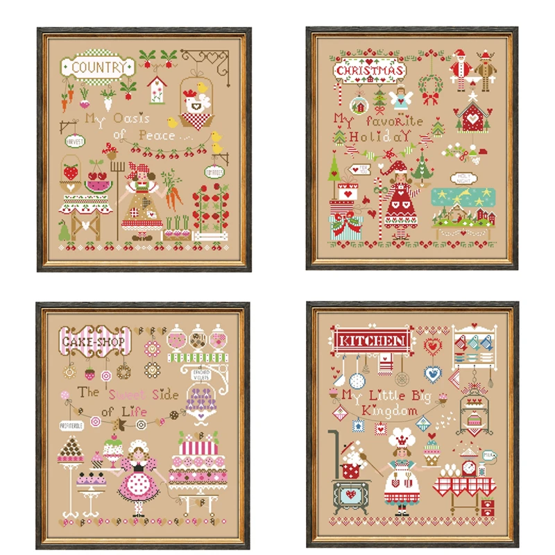 My favorite holidays cross stitch kit 18ct 14ct 11ct flaxen linen fabric cloth cotton thread embroidery DIY handmade