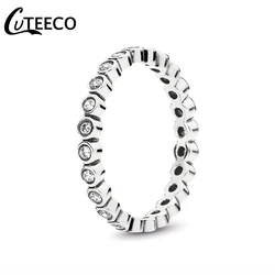 CUTEECO Silver-plated Alluring Brilliant Stackable Brand Finger Ring Clear CZ Original Fashion Wedding & Engagement Jewelry