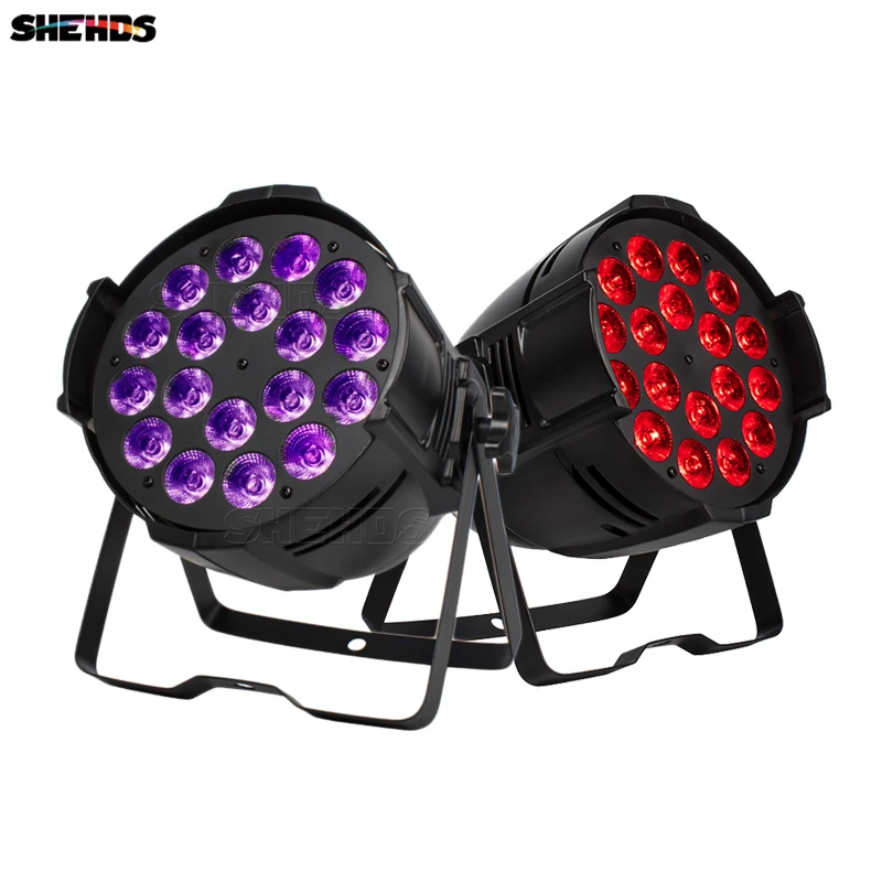 shehds par de luzes de led de liga de aluminio unidades 18x18w em rgbwa mais uv dmx 512 iluminacao de palco ip20 dj bola musica 01