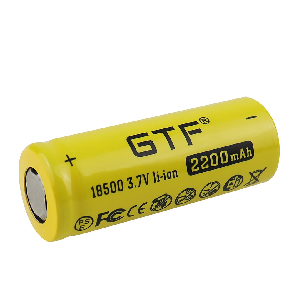 GTF 18500 2200 real capacity 3.7V Li-Ion Rechargeable Battery for Flashlight toy electronic product 3.7V flat head batteries