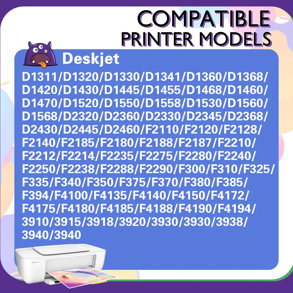 PRINTJOY RemanufacturedInk replacement Cartridge For HP 21XL 22 XL For Deskjet Envy D1520 D1550  F2240 F2250 Printer