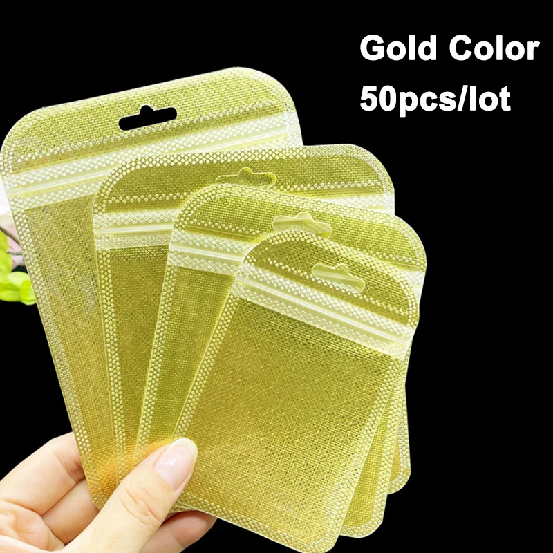 50pcs Small Plastic Bags 7*11cm 8.5*13cm Transparent Ziplock Bag with Hole Earring Necklace Jewelry Accessories Storage Display