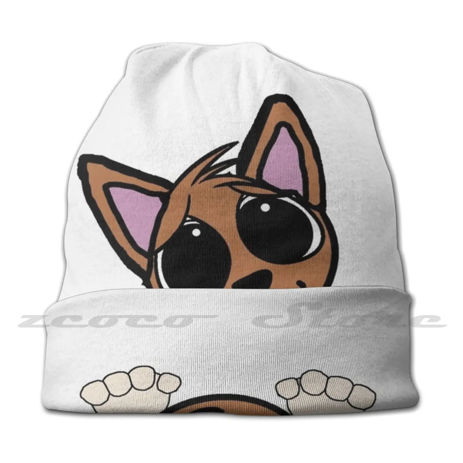 Australian Cattle Dog Red Peeking Cartoon Knit Hat Elastic Soft Personalized Pattern Present Cap Australian Cattle Dog