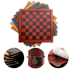 Schaakbord 9 Kleuren Reliëf Ontwerp Lederen Tafel Spel Draagbare Universele Luxe Checkers Schaken Intellectuele Speelgoed Gift