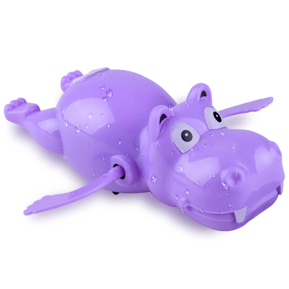 1Pc Cartoon Clockwork Bath Toy Swimming Hippo Animal Clockwork Wind up Fun Bath Water Kids Toy