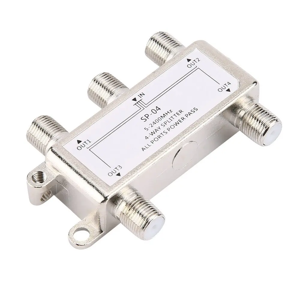 4 Way 4 Channel Satellite/Antenna/Cable TV Splitter Distributor Receiver 5-2400MHz For SATV/CATV X6HB Low Insertion Loss