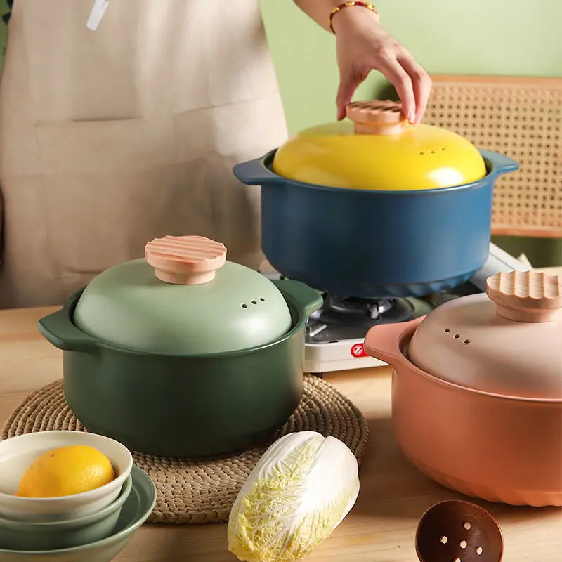 Nordic Style Multicolor Soup Pot Casserole Pottery Pot Soup Pot Steamed Rice Braised Chicken Rice and Heat Resistant Pot