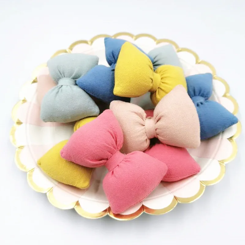 5Pcs Cute Cloth Bowknots Appliques Ornaments DIY Craft Supplies Kids Hair Accessories Materials Sewing Shoe Garment Padded Patch