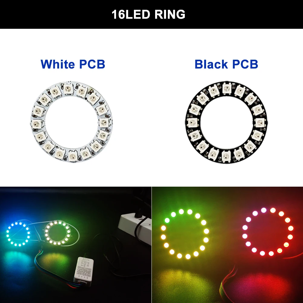 WS2812B Individually Addressable Led Ring 5050 RGB With USB 28Keys Bluetooth Music Controller Kit BuiIt-in 8/16/24/35/45 Pixels