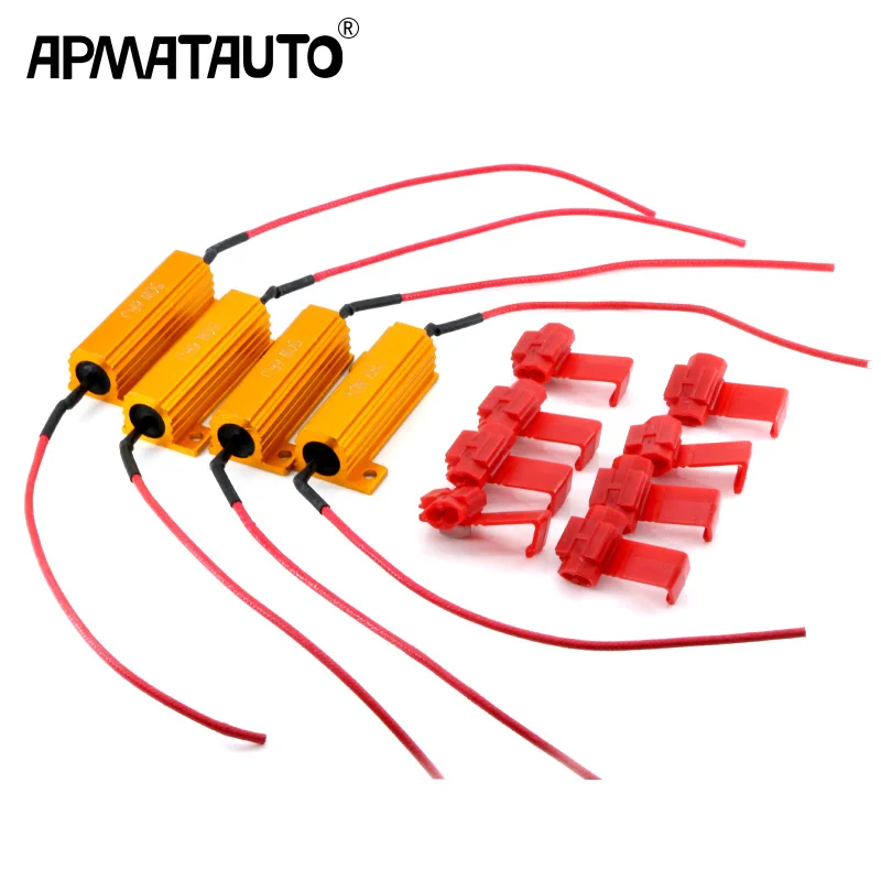 4× 50W 7443 WY21W W21W 7440 P21/5W 1157 P21W 1156 PY21W Signal Light Load Resistor for Fix LED Bulb Canceller Decoder Capacitor