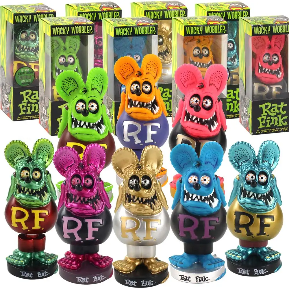 8styles 18cm Rat Fink Crazy Mouse Ratfink Bobble Head Car Home Decoration Dolls PVC Action Figure Collectible Model Toys