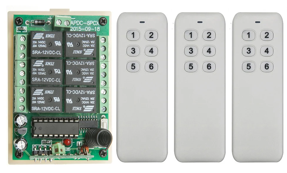DC 12V 24V 6 CH Channels 6CH RF Wireless Remote Control Switch Remote Control System receiver transmitter 6CH Relay 315/433 MHz view 4
