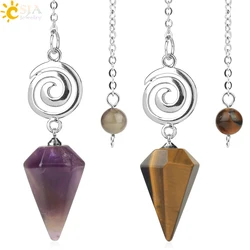 CSJA Spiritual Crystal Pendulum for Divination Dowsing Rod Natural Stone Quartz Pendant Pendules for Radiesthesia Pendulos G717