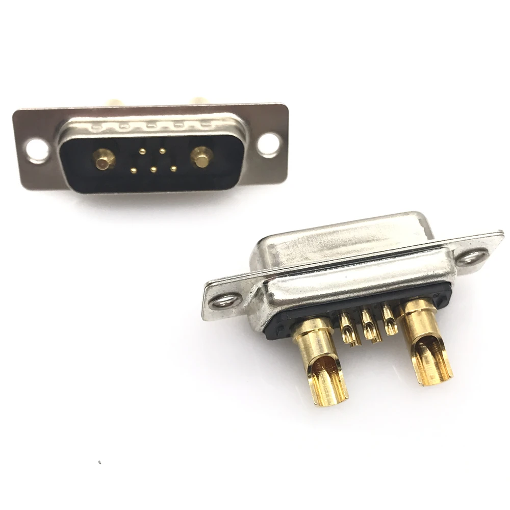 1PCS 7W2 30A Gold plated MALE FEMALE high current CONNECTOR D-SUB adapter solder type 5+2 plug jack high power 7 Power Position