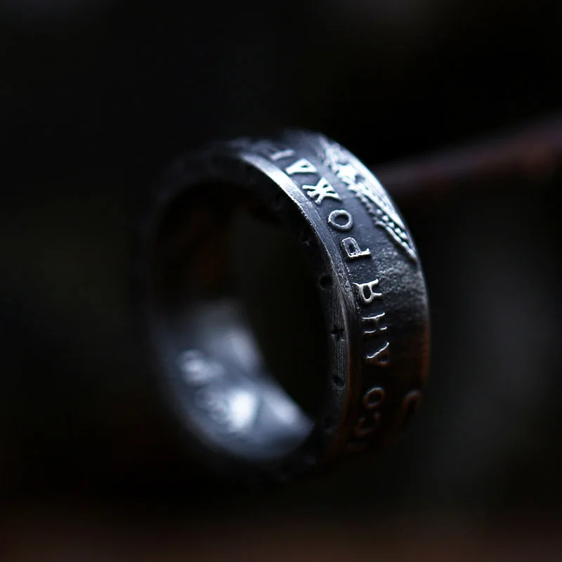 Steel soldier fashion simple ring for women and men popular hot sale Creative retro coin jewelry